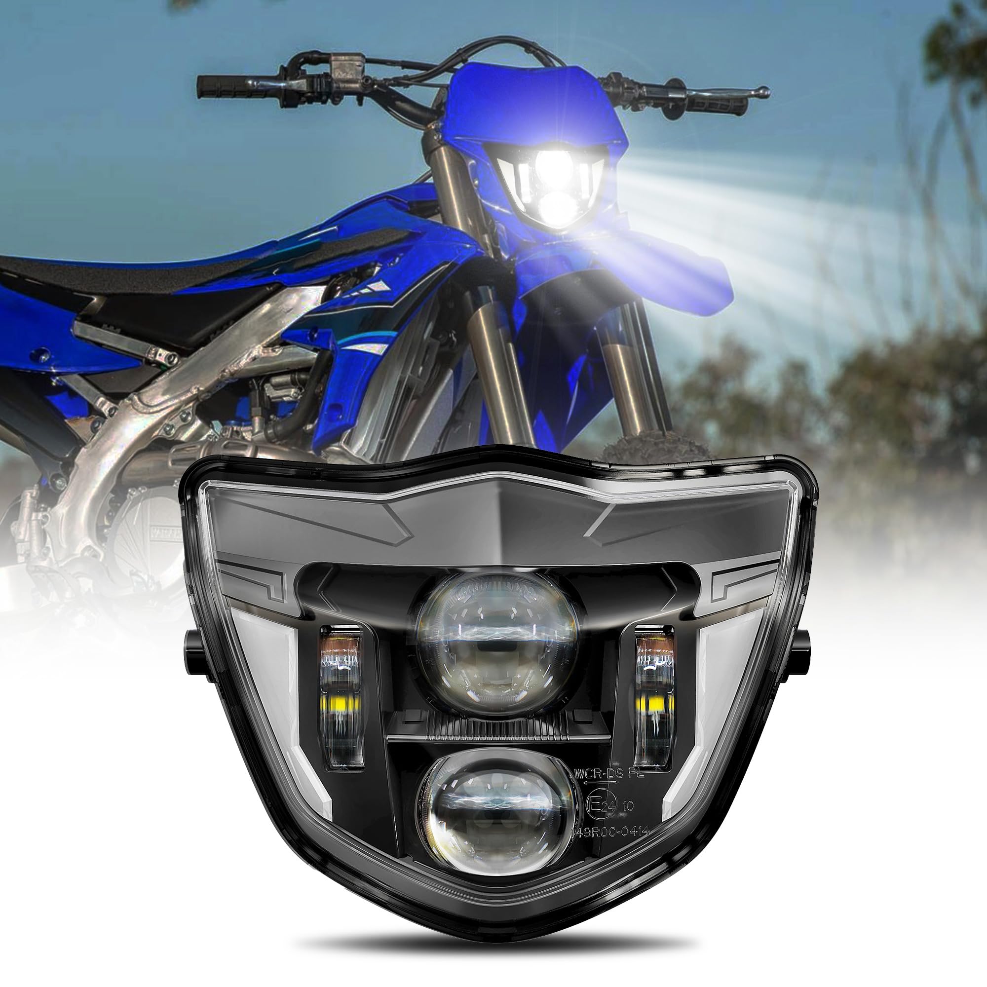 Sumhitic Dirt Bike Headlight Led Motorcycle Headlamp Kit With Drl Fit For 2013-2023 Yamaha Wr250F 400F 426F 450F, Wr250 400 426 450 Ttr Xt Mx Most Enduro Motorcycle Pit Bike Black