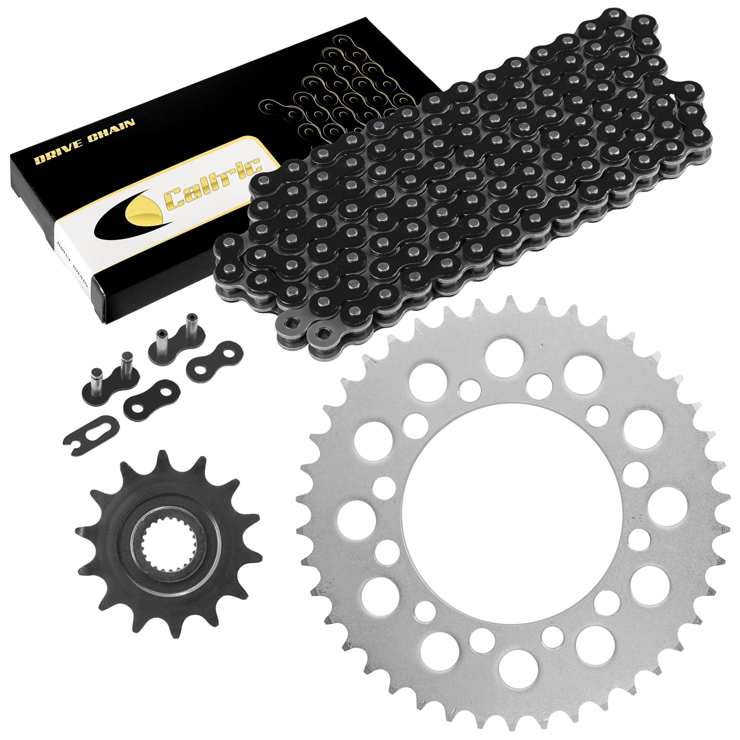Caltric Black Drive Chain And Sprockets Kit Compatible With Honda Trx200 Fourtrax 200 2X4 1990-1997