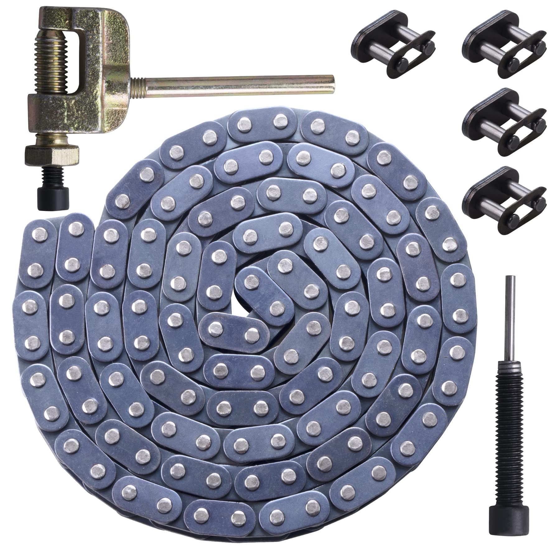 Cncmotok T8F Drive Chain 116 Links + Chain Breaker, Fit For 2 Stroke 43Cc 47Cc 49Cc Chopper Mini Bikes Coolster Pocket Bike Minimoto Parts 4 Wheeler