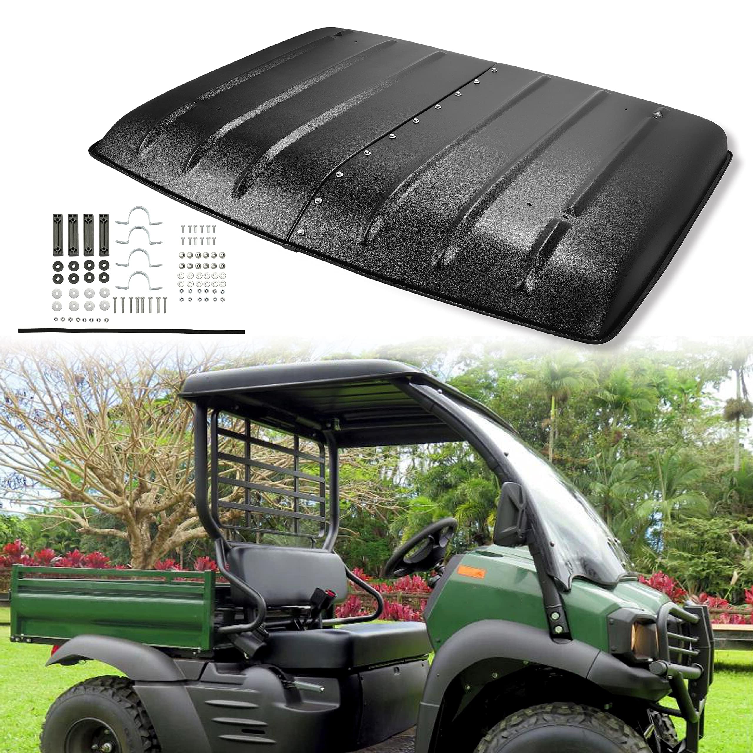 Ecotric Hard Top Compatible With 2005-2024 Kawasaki Mule 600 610 4X4 Se Xc Sx Roof Protector Replace For Kaf600-005B