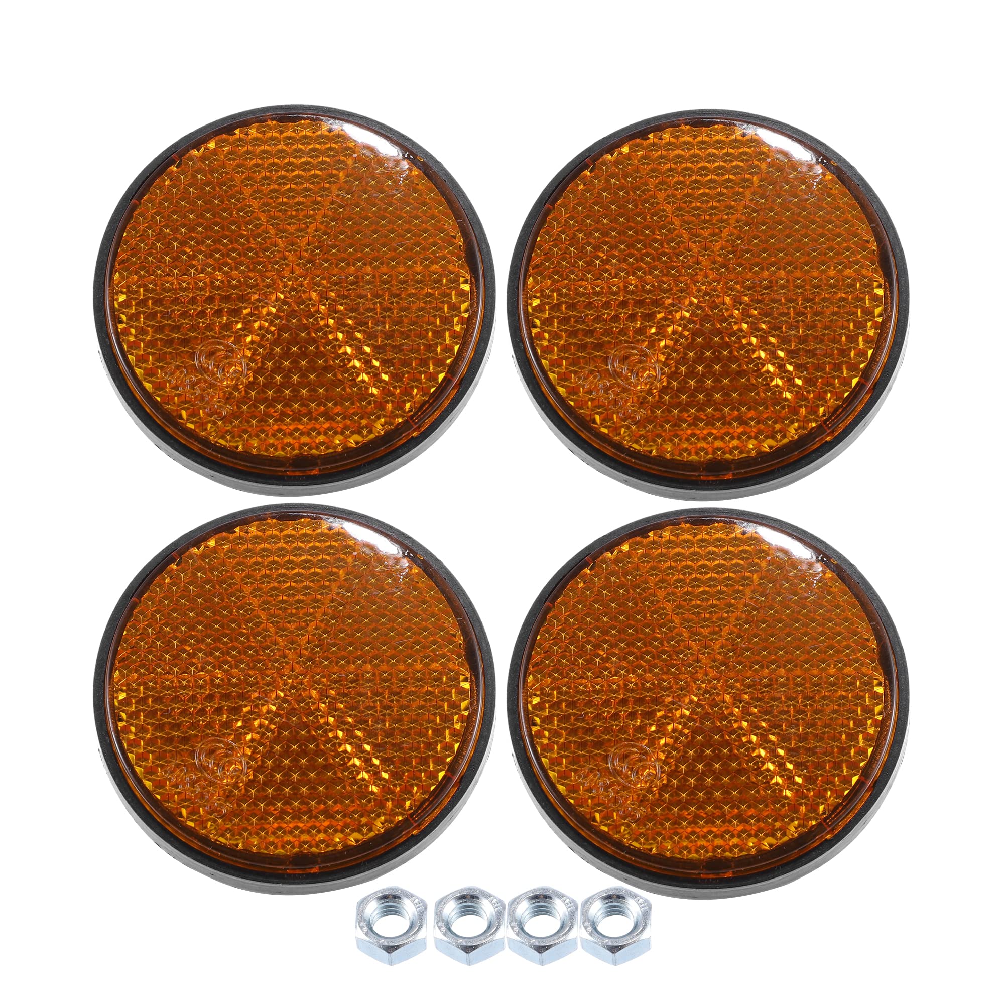 X Autohaux 4 Pcs M6X1.0 Orange Plastic Universal Round Screw Mount Reflective Warning Reflector With Nut For Motorcycle Bike