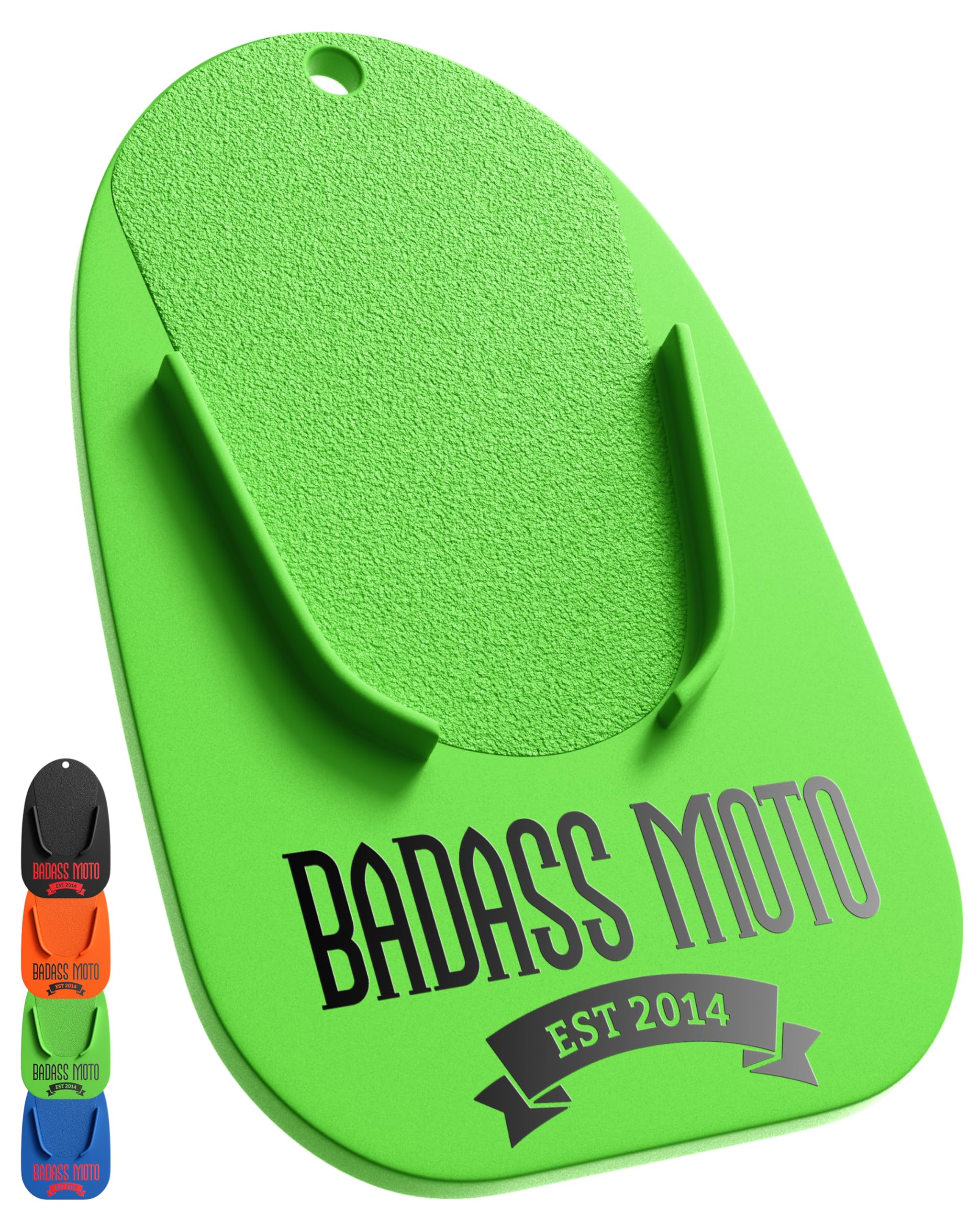 Badass Moto Motorcycle Kickstand Pads - Motorcycle Pads Durable Motorcycle Kickstand Plate, Biker Kick Stand, Motorcycle Stand Pad - Park Your Bike On Hot Pavement, Grass, Soft Ground - Go Fast Green